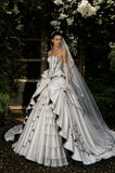 Load image into Gallery viewer, Ivory Refined Bridal Gown with Statement Skirt, Wedding Dress for Bridal Portraits