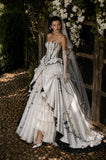 Load image into Gallery viewer, Ivory Refined Bridal Gown with Statement Skirt, Wedding Dress for Bridal Portraits