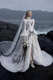 Load image into Gallery viewer, Ivory Elegant Bridal Gown with Graceful Draping, Wedding Dress for Bridal Portraits