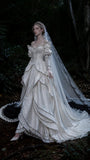 Load image into Gallery viewer, Ivory Refined Bridal Gown with Graceful Draping, Wedding Dress for Bridal Portraits