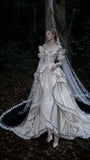 Load image into Gallery viewer, Ivory Refined Bridal Gown with Graceful Draping, Wedding Dress for Bridal Portraits