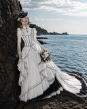 Load image into Gallery viewer, Ivory Statement Bridal Gown with Graceful Draping, Wedding Dress for Bridal Portraits