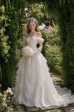 Load image into Gallery viewer, Ivory Romantic Bridal Gown with Flowing Train, Wedding Dress for Wedding Reception