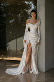 Load image into Gallery viewer, Ivory Elegant Bridal Gown with Flowing Train, Wedding Dress for Wedding Reception