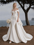 Load image into Gallery viewer, Ivory Elegant Bridal Gown with Statement Skirt, Wedding Dress for Wedding Reception