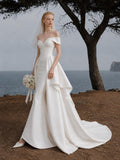 Load image into Gallery viewer, Ivory Elegant Bridal Gown with Statement Skirt, Wedding Dress for Wedding Reception