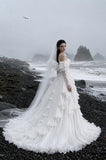 Load image into Gallery viewer, Ivory Refined Bridal Gown with Statement Skirt, Wedding Dress for Wedding Reception