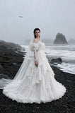 Load image into Gallery viewer, Ivory Refined Bridal Gown with Statement Skirt, Wedding Dress for Wedding Reception