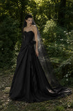 Load image into Gallery viewer, Black Gothic Bridal Gown with Statement Skirt, Wedding Dress for Formal Ceremony