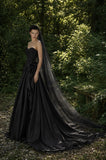 Load image into Gallery viewer, Black Gothic Bridal Gown with Statement Skirt, Wedding Dress for Formal Ceremony