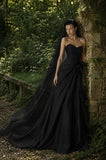 Load image into Gallery viewer, Black Gothic Bridal Gown with Statement Skirt, Wedding Dress for Formal Ceremony
