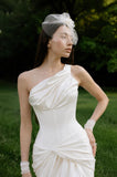 Load image into Gallery viewer, Ivory Refined Bridal Gown with Graceful Draping, Wedding Dress for Wedding Reception