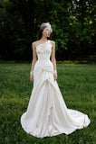 Load image into Gallery viewer, Ivory Refined Bridal Gown with Graceful Draping, Wedding Dress for Wedding Reception