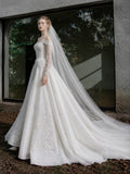 Load image into Gallery viewer, Ivory Graceful Bridal Gown with Graceful Draping, Wedding Dress for Wedding Reception