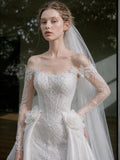 Load image into Gallery viewer, Ivory Graceful Bridal Gown with Graceful Draping, Wedding Dress for Wedding Reception