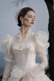 Load image into Gallery viewer, Ivory Romantic Bridal Gown with Flowing Train, Wedding Dress for Elegant Celebration