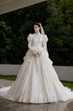 Load image into Gallery viewer, Ivory Elegant Bridal Gown with Flowing Train, Wedding Dress for Elegant Celebration