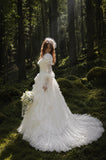 Load image into Gallery viewer, Ivory Refined Bridal Gown with Flowing Train, Wedding Dress for Elegant Celebration
