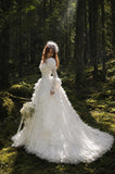 Load image into Gallery viewer, Ivory Refined Bridal Gown with Flowing Train, Wedding Dress for Elegant Celebration