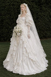 Load image into Gallery viewer, Ivory Graceful Bridal Gown with Flowing Train, Wedding Dress for Elegant Celebration