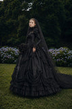 Load image into Gallery viewer, Black Dramatic Bridal Gown with Full-Length Silhouette, Wedding Dress for Garden Wedding