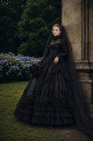 Load image into Gallery viewer, Black Dramatic Bridal Gown with Full-Length Silhouette, Wedding Dress for Garden Wedding