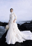 Load image into Gallery viewer, Ivory Elegant Bridal Gown with Statement Skirt, Wedding Dress for Elegant Celebration