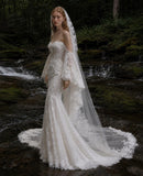 Load image into Gallery viewer, Ivory Refined Bridal Gown with Statement Skirt, Wedding Dress for Elegant Celebration