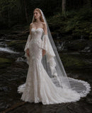 Load image into Gallery viewer, Ivory Refined Bridal Gown with Statement Skirt, Wedding Dress for Elegant Celebration