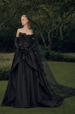 Load image into Gallery viewer, Black Statement Bridal Gown with Ceremony Style, Wedding Dress for Garden Wedding