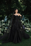 Load image into Gallery viewer, Black Gothic Bridal Gown with Flowing Train, Wedding Dress for Bridal Portraits