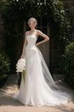Load image into Gallery viewer, Ivory Elegant Bridal Gown with Graceful Draping, Wedding Dress for Elegant Celebration