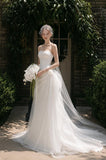 Load image into Gallery viewer, Ivory Elegant Bridal Gown with Graceful Draping, Wedding Dress for Elegant Celebration