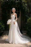Load image into Gallery viewer, Ivory Elegant Bridal Gown with Graceful Draping, Wedding Dress for Elegant Celebration