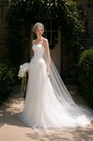 Load image into Gallery viewer, Ivory Elegant Bridal Gown with Graceful Draping, Wedding Dress for Elegant Celebration