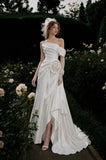 Load image into Gallery viewer, Ivory Refined Bridal Gown with Graceful Draping, Wedding Dress for Elegant Celebration