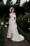 Load image into Gallery viewer, Ivory Refined Bridal Gown with Graceful Draping, Wedding Dress for Elegant Celebration