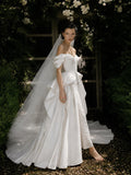 Load image into Gallery viewer, Ivory Graceful Bridal Gown with Graceful Draping, Wedding Dress for Elegant Celebration