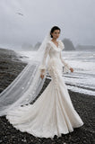 Load image into Gallery viewer, Ivory Refined Bridal Gown with Flowing Train, Wedding Dress for Formal Ceremony