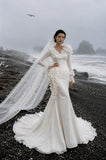 Load image into Gallery viewer, Ivory Refined Bridal Gown with Flowing Train, Wedding Dress for Formal Ceremony