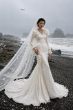 Load image into Gallery viewer, Ivory Refined Bridal Gown with Flowing Train, Wedding Dress for Formal Ceremony