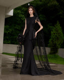 Load image into Gallery viewer, Black Statement Bridal Gown with Statement Skirt, Wedding Dress for Bridal Portraits