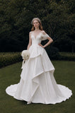 Load image into Gallery viewer, Ivory Statement Bridal Gown with Flowing Train, Wedding Dress for Formal Ceremony
