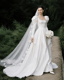 Load image into Gallery viewer, Ivory Elegant Bridal Gown with Statement Skirt, Wedding Dress for Formal Ceremony