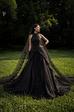 Load image into Gallery viewer, Black Statement Bridal Gown with Formal Bridal Look, Wedding Dress for Wedding Reception