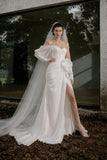 Load image into Gallery viewer, Ivory Elegant Bridal Gown with Graceful Draping, Wedding Dress for Formal Ceremony