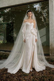 Load image into Gallery viewer, Ivory Elegant Bridal Gown with Graceful Draping, Wedding Dress for Formal Ceremony