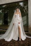 Load image into Gallery viewer, Ivory Elegant Bridal Gown with Graceful Draping, Wedding Dress for Formal Ceremony