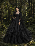Load image into Gallery viewer, Black Elegant Bridal Gown with Statement Skirt, Wedding Dress for Wedding Reception