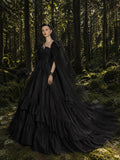 Load image into Gallery viewer, Black Elegant Bridal Gown with Statement Skirt, Wedding Dress for Wedding Reception